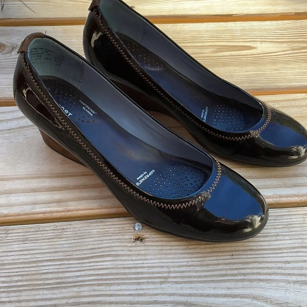Rockport adiPRENE Brown Patent Leather & Suede Wedge Pumps Women’s 5.5